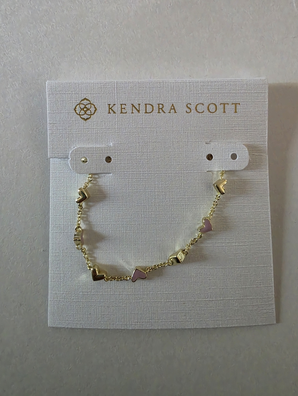 KENDRA SCOTT Haven Gold Delicate Chain Bracelet in Pink Enamel $70 MSRP - Picture 2 of 4
